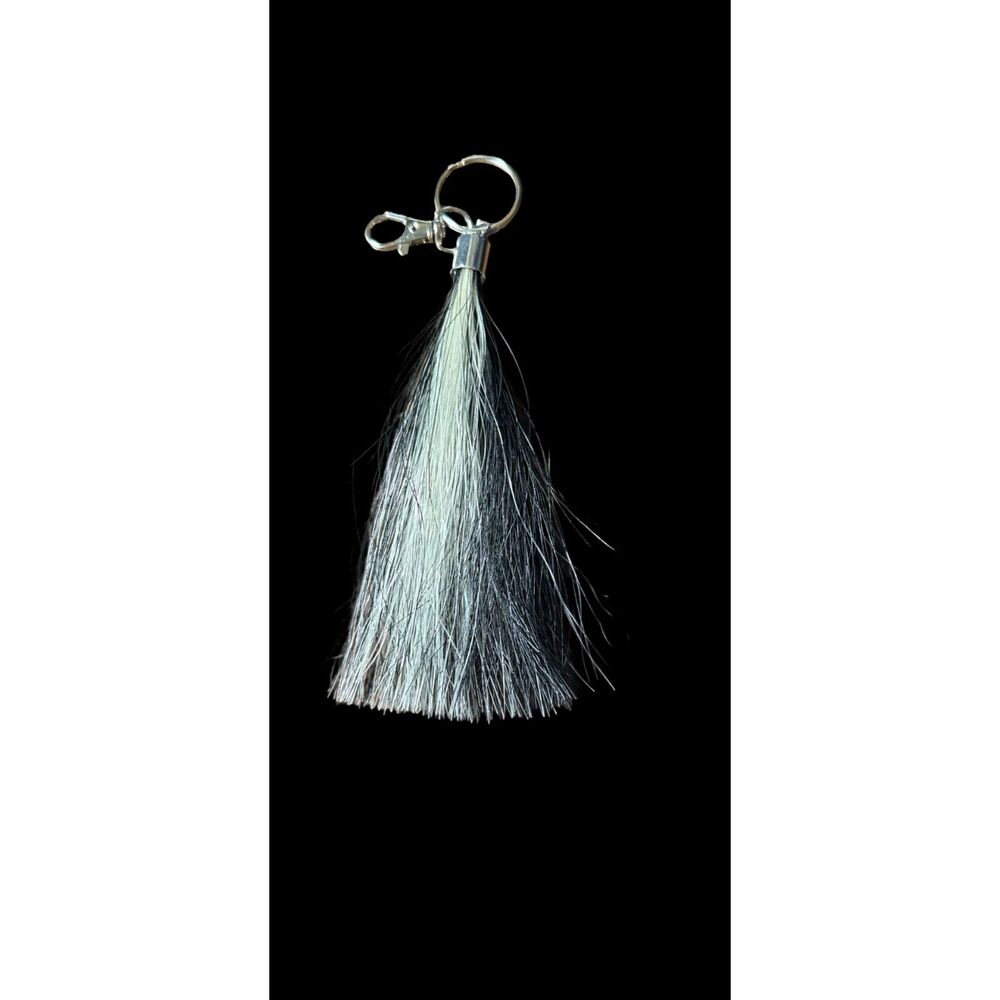 Handmade Horse Hair Tassel Keychain Black White Real Horsehair Western Bag Charm